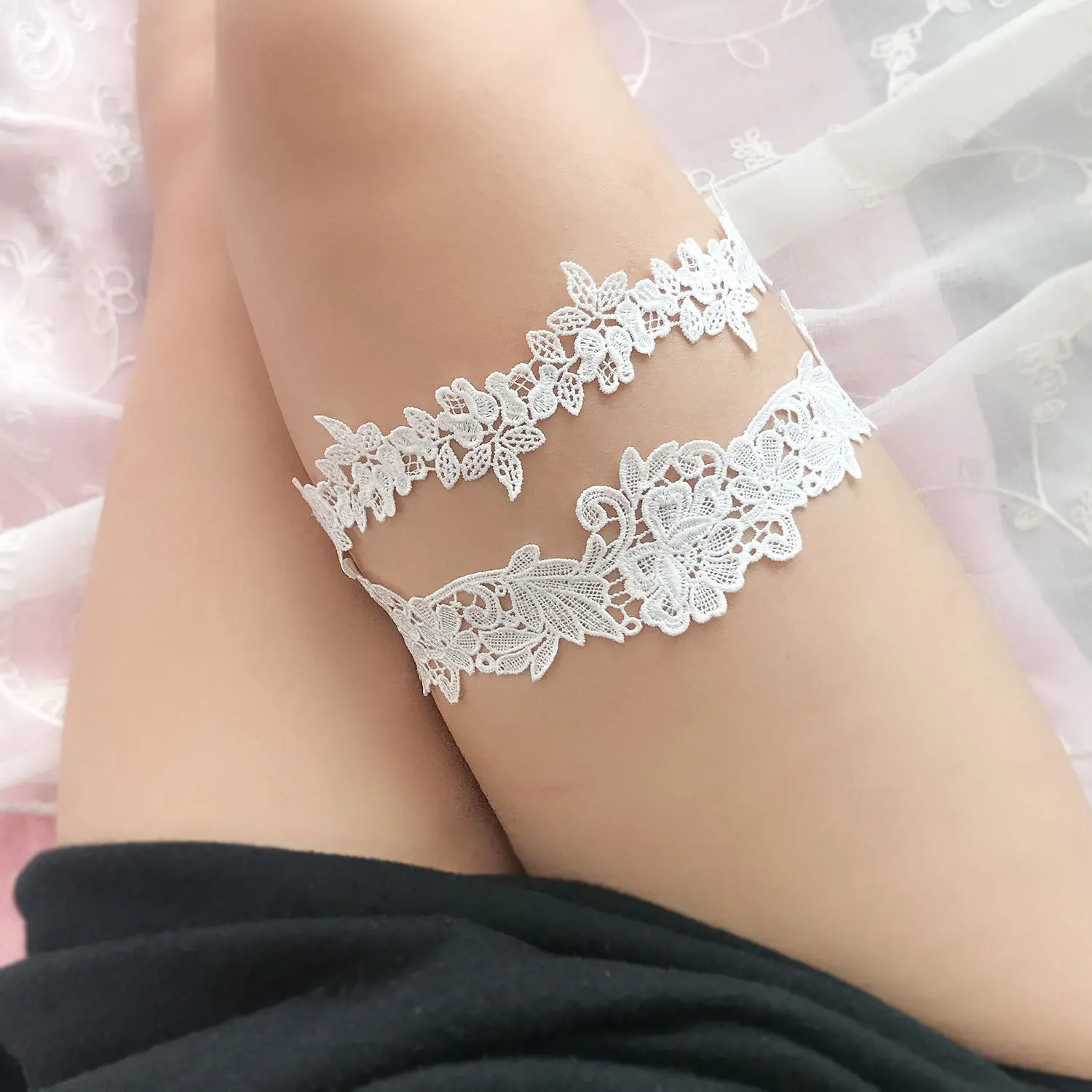 White Lace Garter Belt Set Wedding Garte Gift Wedding Bridal Legs Ring Woman Lace Garter for Bride