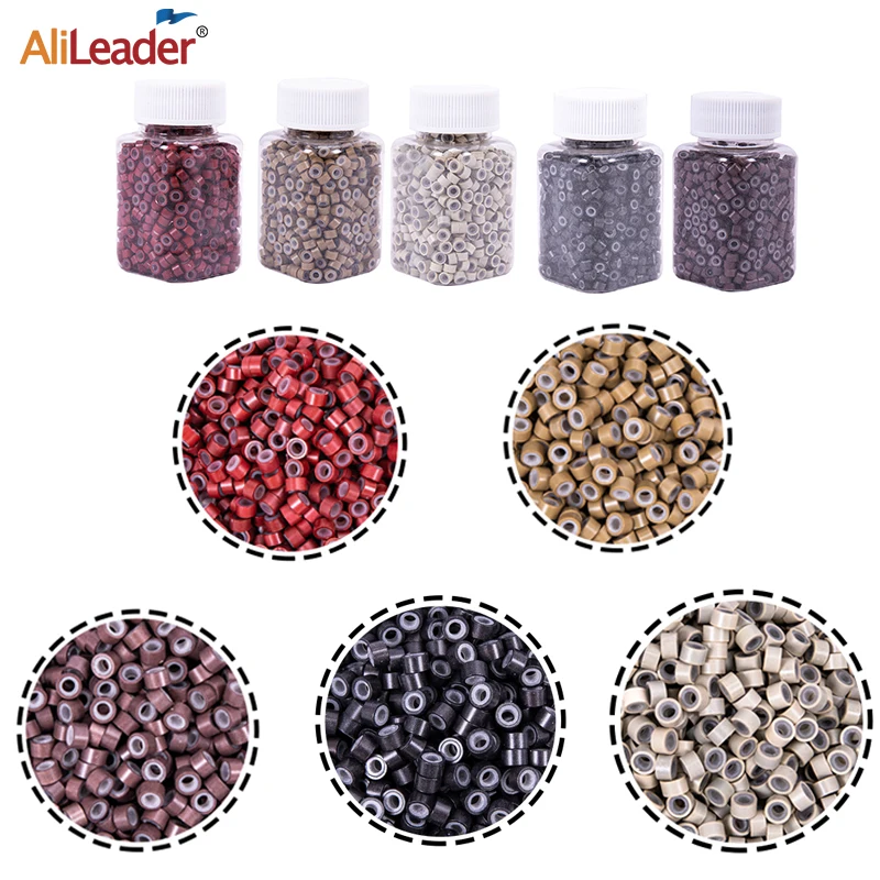 

1000Pcs/Bottle Micro Silicone Rings/Links/Beads 5.0*3.0*3.0Mm Silicone Micro Ring Beads Link For Hair Extensions Braids Tools