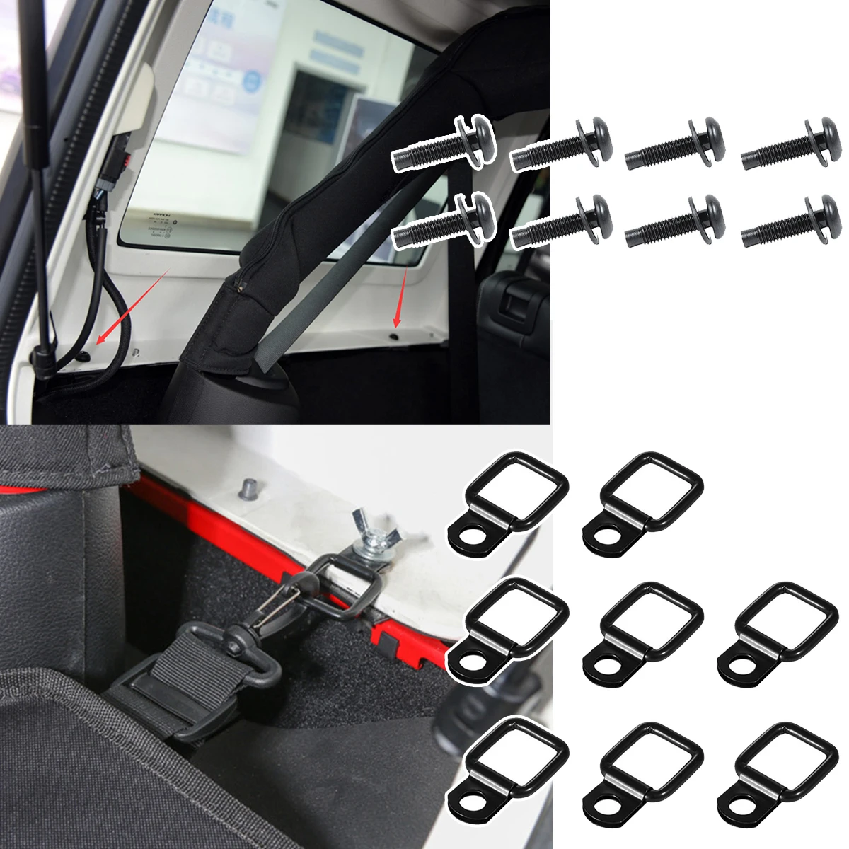 

Trunk Mount Tie-Down D Ring Fastener Clip Hardtop Fixing Screw Bolts for Jeep Wrangler TJ JK JL JT Gladiator 1996-2026 2/4-Doors