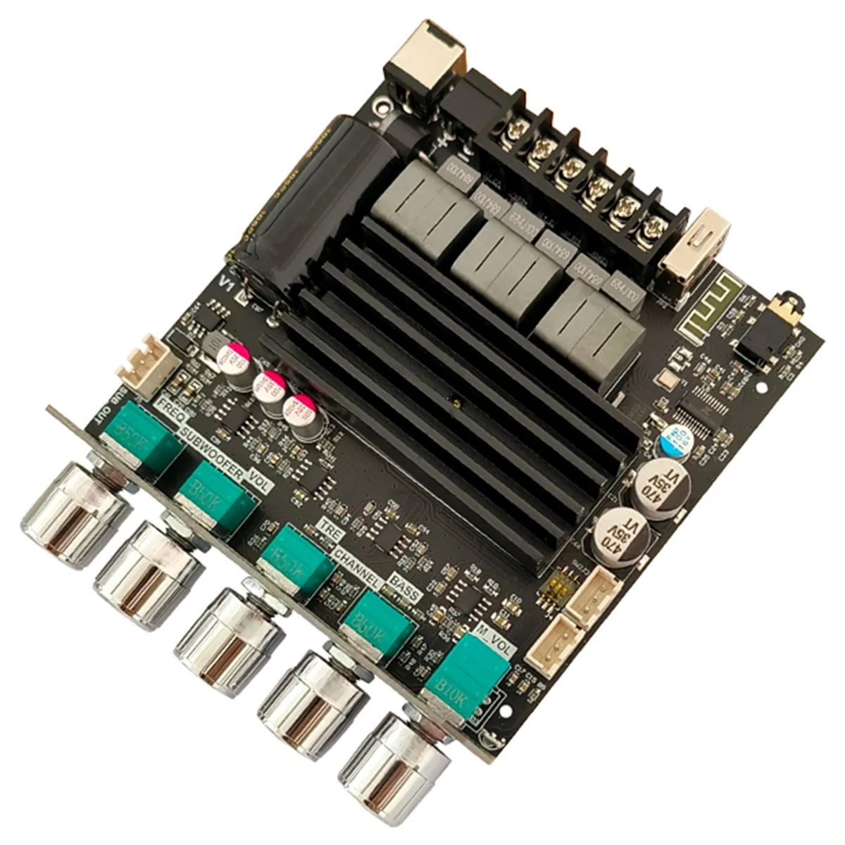 ZK-ST21 Bluetooth Digital Amplifier Board 2.1 Channel 100Wx2+200W Subwoofer Chip TPA3221 HiFi Stereo Amplifier Board(B)