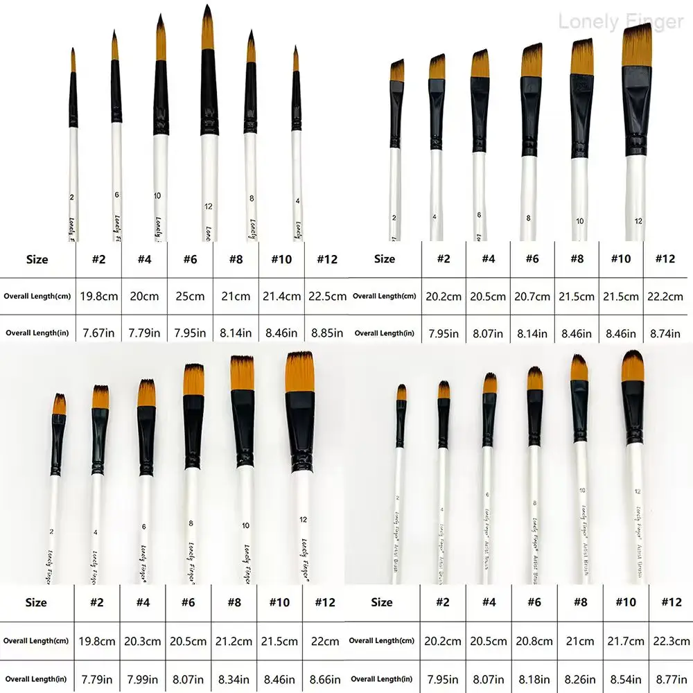 6pcs Paint Brushes Set for Acrylic Painting,Watercolor,Oil，Inks，Gouache，Crafts, Brush Tip Flat，Round, Angle，Filbert,Paint