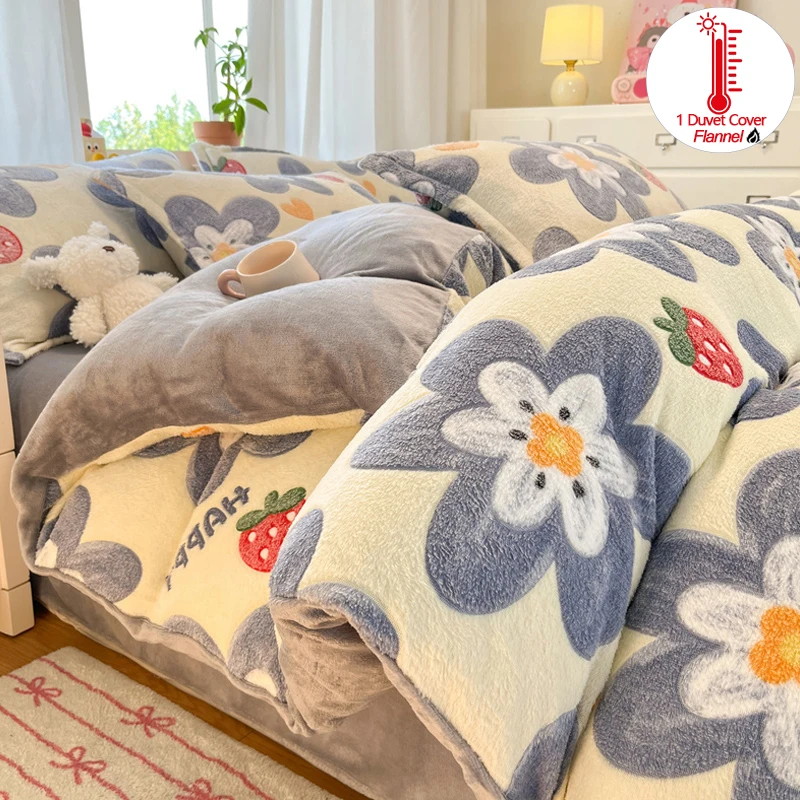 Flannel Duvet Cover (Pillowcases Not Included), Super Soft Bedding Quilt Cover, Warm Comfort Duvet Cover for Winter Bedroom
