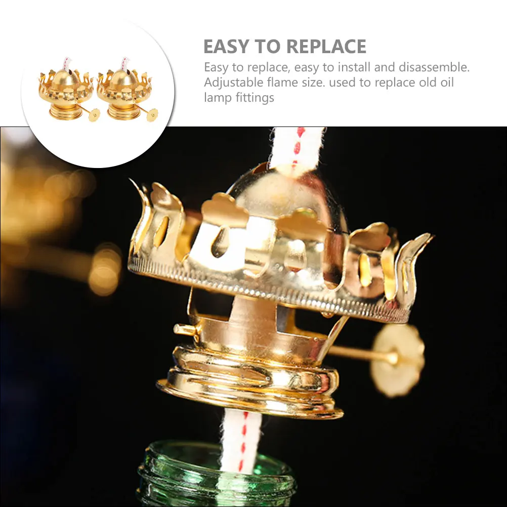 2pcs Lotus Lamp Head Zinc Alloy Lamp Regulator Vintage Replacement Fittings Adjustable Flame Size