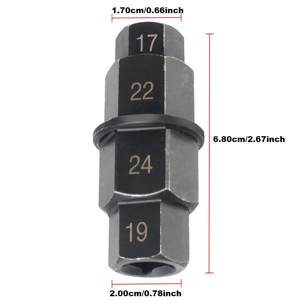 17 19 22 24 mm Antykorozyjne wszechstronne narzędzie do motocykli z osią sześciokątną Profesjonalny trwały wielofunkcyjny adapter gniazda 4 w 1 3/8 cala