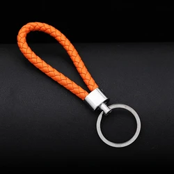 PU Leather Braided Woven Rope Keychain DIY Bag Pendant Key Chain Holder Key Car Trinket Keyring For Men Women Gift Jewelry 1PC