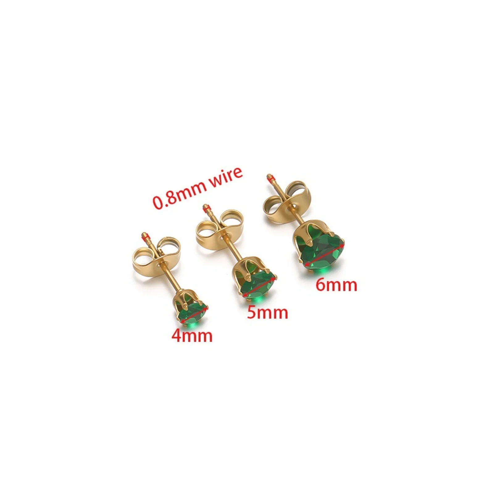 10Pcs Elegant Round Rhinestone Stud Earrings 4mm 5mm 6mm Dia. Ear Post 304 Stainless Steel Statement Earrings For Women Jewelry