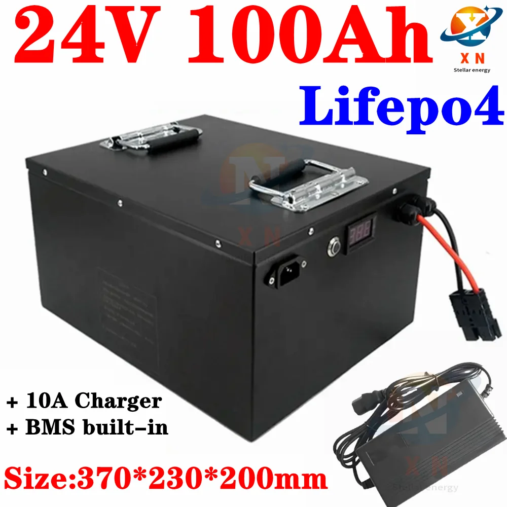 

Deep Cycle 24v 100Ah Lithium lifepo4 battery pack 100A bms for Solar Forklift fork RV EV AGV UPS + 29.2v 10A Charger