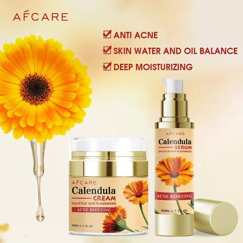 Calendula Face Cream Anti-acne Facial Serum Shrink Pores Moisturizing Face Essence Skincare Natural Ingredients Soft Skin