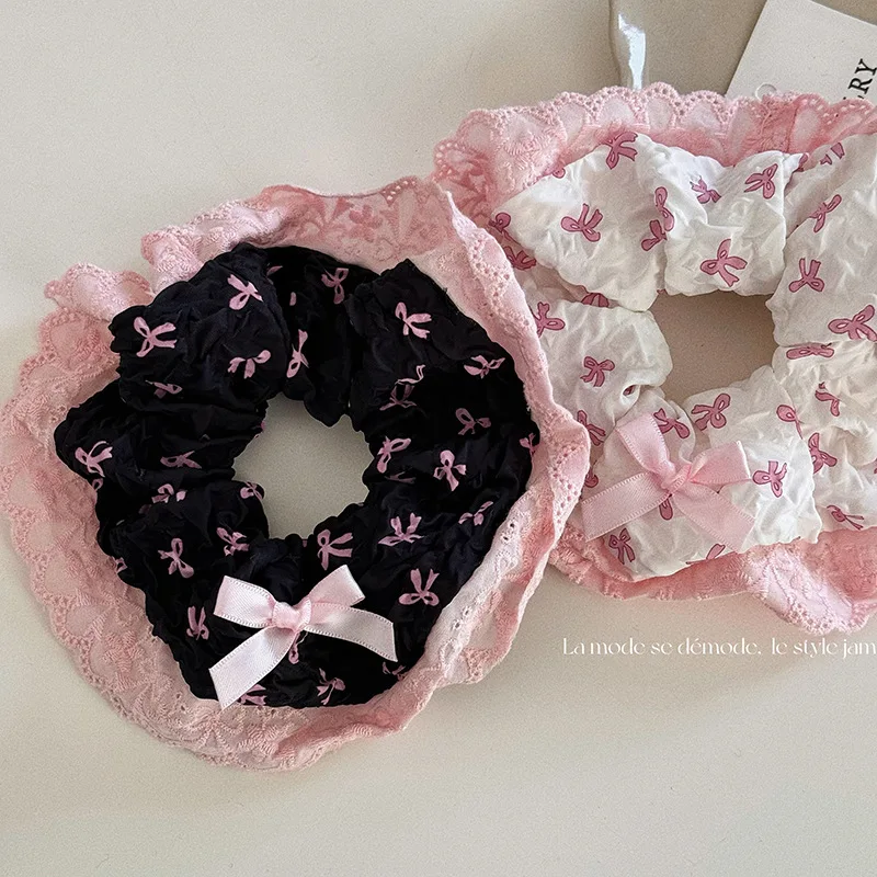 

Brand New Elegant Fabric Bow Hair Rope for Women Sweet Lace Hair Tie Fashion Girl No Damage Hair Scrunchie 2025
