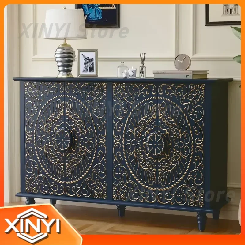 Sideboard Buffet Cabinet with Storage for Home Dining Room Living Room 48 Vintage Decorative Accent Cabinet with Carved