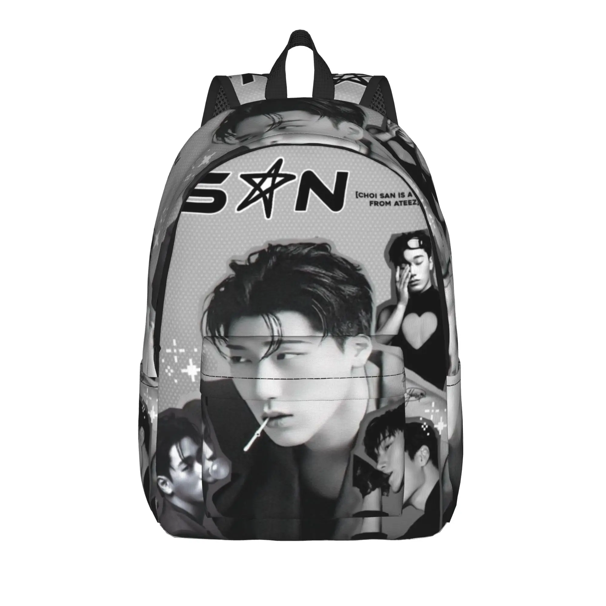 choi san bad ateezs Backpack for Men Women Fashion High School Work Daypack  College Canvas Bags Durable