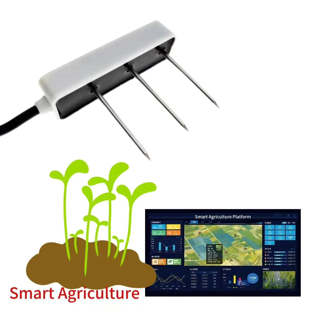 

Industrial CE Teros 10 Digital Analog 4-20mA 0-2V RS485 Robust Simple Temperature Moisture Soil Water Content Sensor
