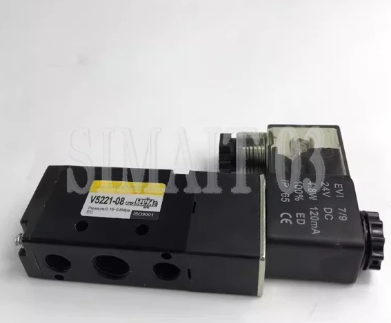 Solenoid Valve V5221-08 / V5221-06 | 5/2 Way, AC220V/DC24V, G1/8