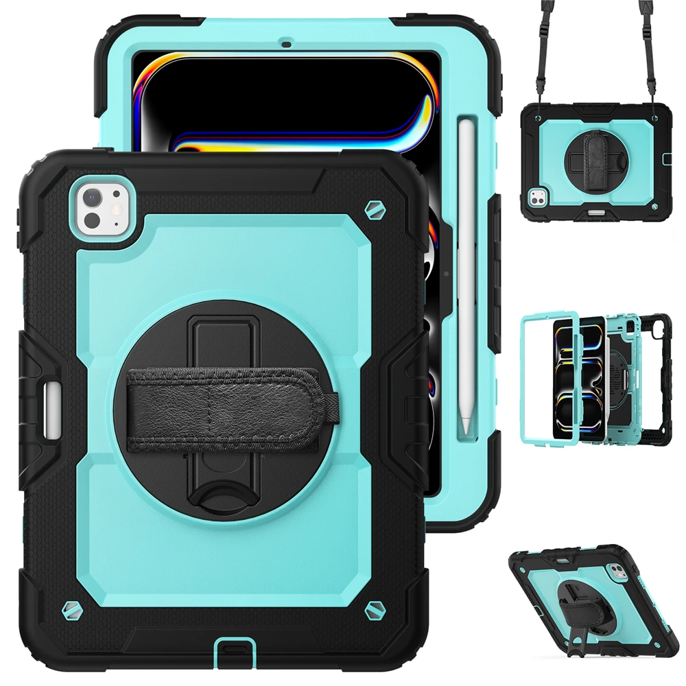 

For iPad Pro 11 M4 2024 Case adjustment Stand Cover for iPad Pro 11 4th 2022 compatible Pro 11 2nd 3rd Case with shoulder strap