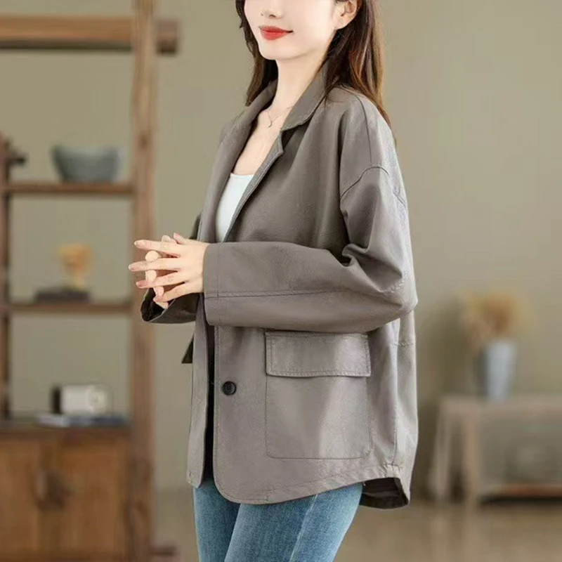 Masss Wasss 2025 Coreano Autunno Donna Moda Biker Giacca in ecopelle Giacche Allentato Punk Pu Cappotti Per il tempo libero Capispalla di grandi dimensioni