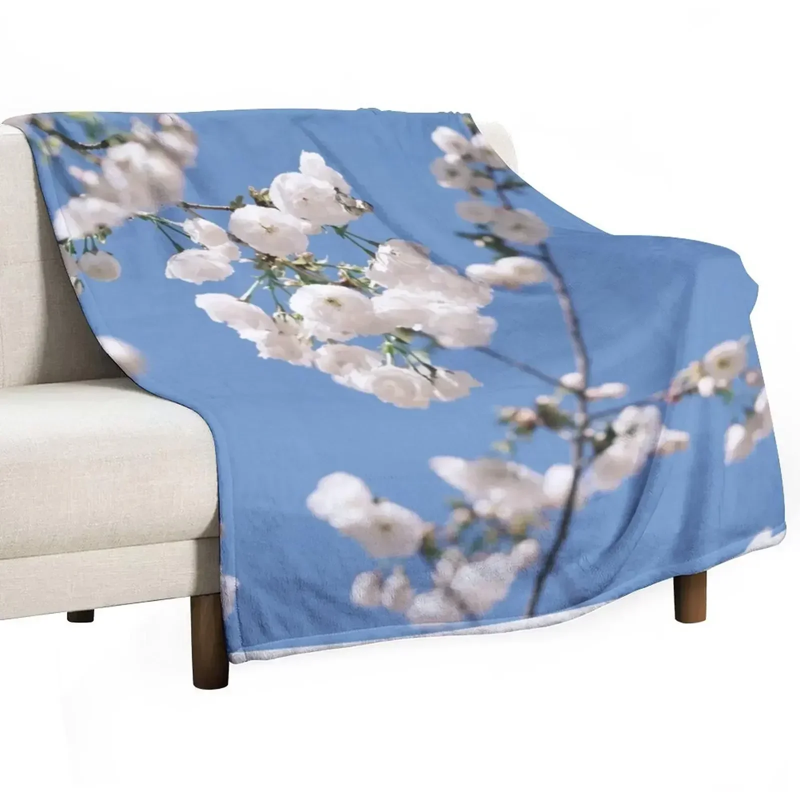 

Small White Tree Flowers, Salt Lake City Throw Blanket Lightweight Cozy Blanket for Bed Sofa