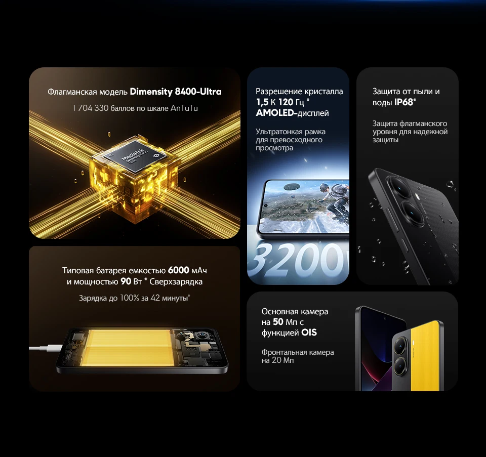 【World Premiere】POCO X7 Pro Global Version Smartphone 256GB / 512GB Dimensity 8400-Ultra 90W Charge 6000mAh battery IP68 NFC 5G