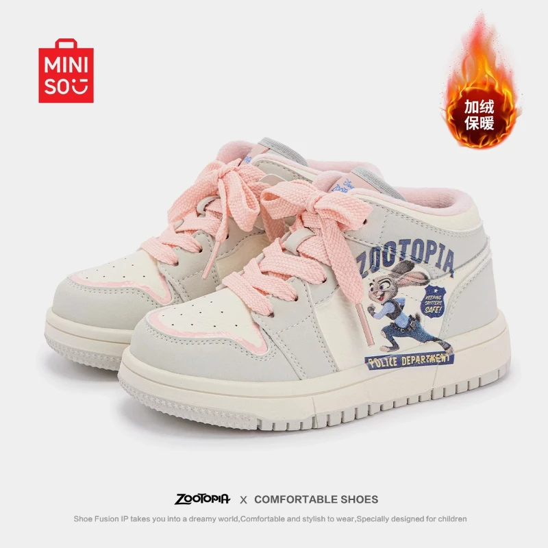 

Miniso 2025 Disney Kids High-Tops, Fleece-Lined Warm Canvas Shoes for Boys & Girls Cartoon Design