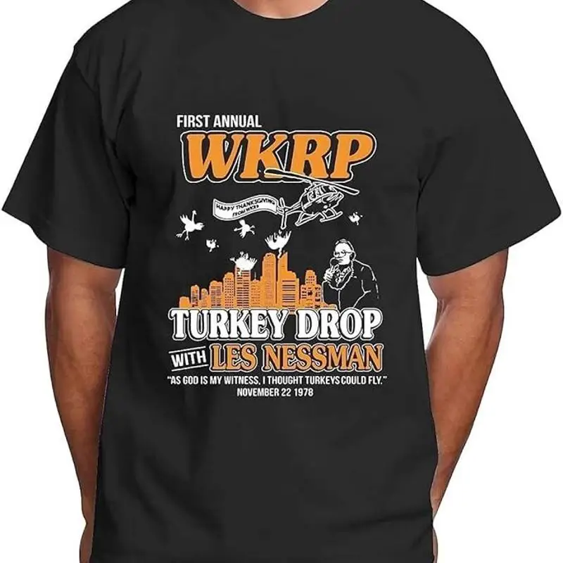 

Футболка First Annual Wkrp Турция Drop Les Nessman, забавная футболка на День Благодарения