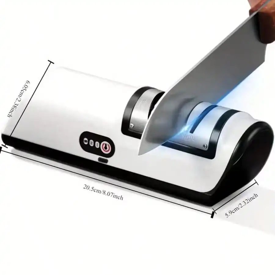 POMERANIAN USB Rechargeable Professional Electric Knife Sharpener, Suitable For Various Scene Applications, With Black And White And Yellow And White Colors To Choose From, Very Suitable For Polishing Kitchen Knives.
