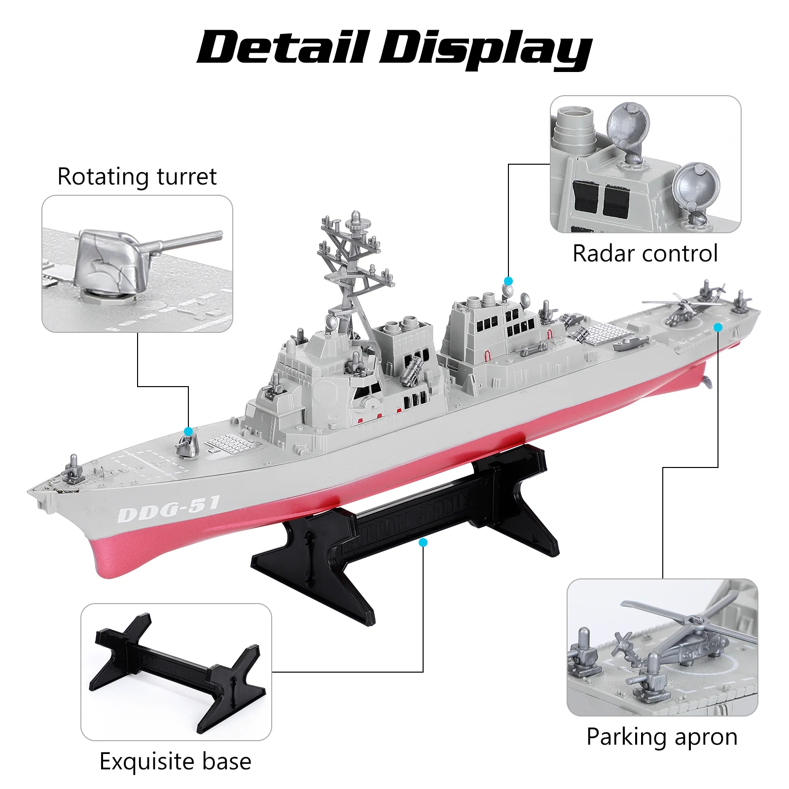 Destroyer Model Bedside Decoration Ship Toy Boys Hotel Plastic Birthday Gift for Bedroom