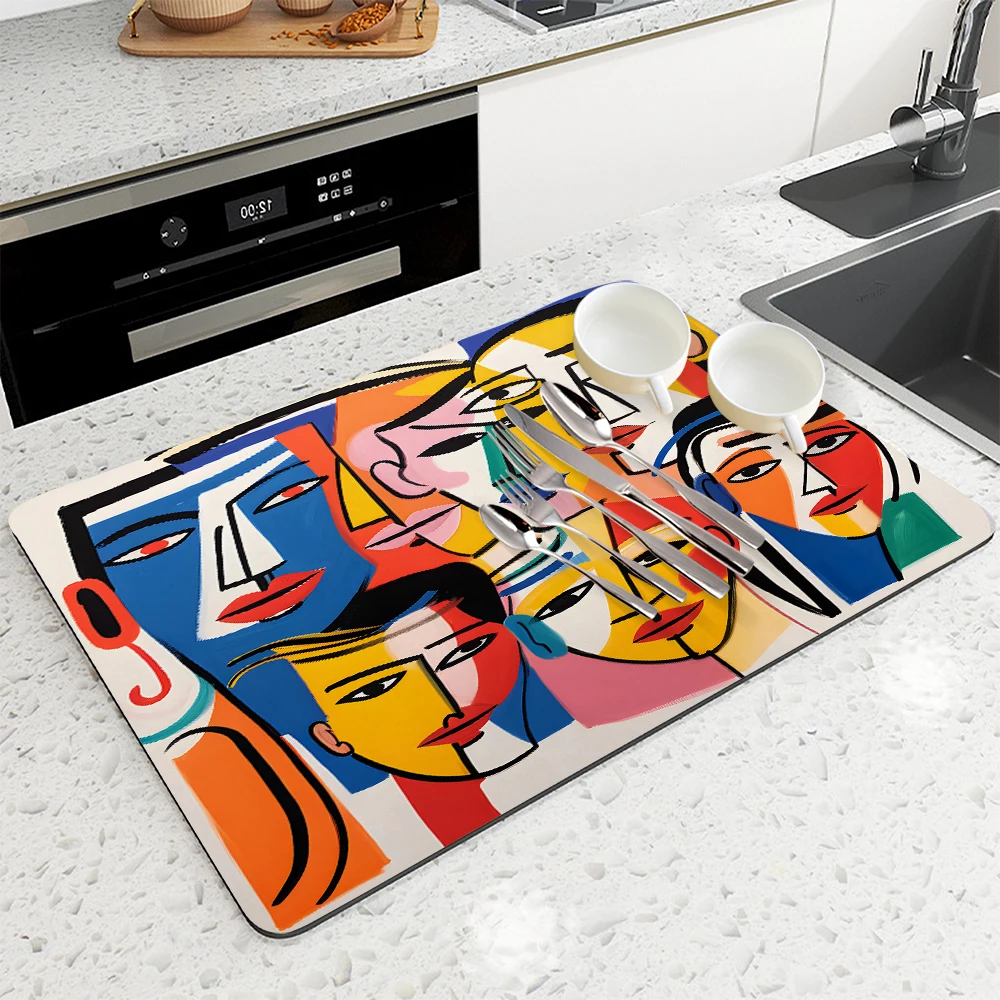 دياتوم الطين المطبخ استنزاف منصات مجردة الشكل ماصة الأطباق أدوات المائدة استنزاف حصيرة المفارش لطاولة ماكينة القهوة حصيرة