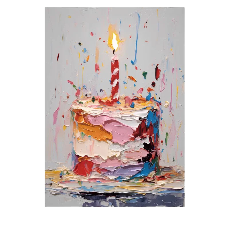 لوحة زيتية ملونة كبيرة جدًا لخلفية كعكة عيد الميلاد، ترتيب مشهد ديكور حفلات أعياد الميلاد للأولاد والبنات #6