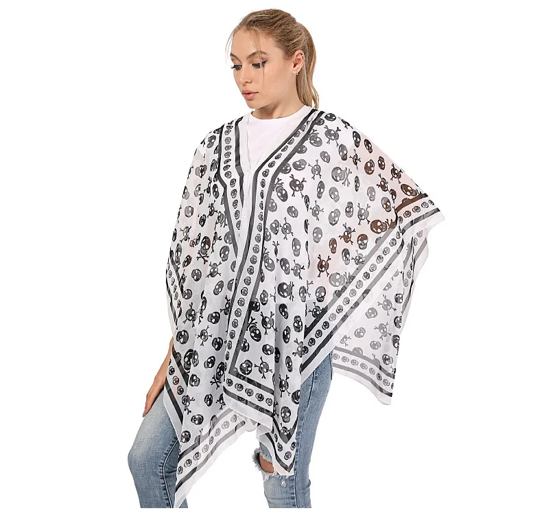 Fashion Women  Ponchos Capes Summer Sunshade Imitation Silk Button Shawl Letter Printing Sunscreen Shawl Cloak Yellow