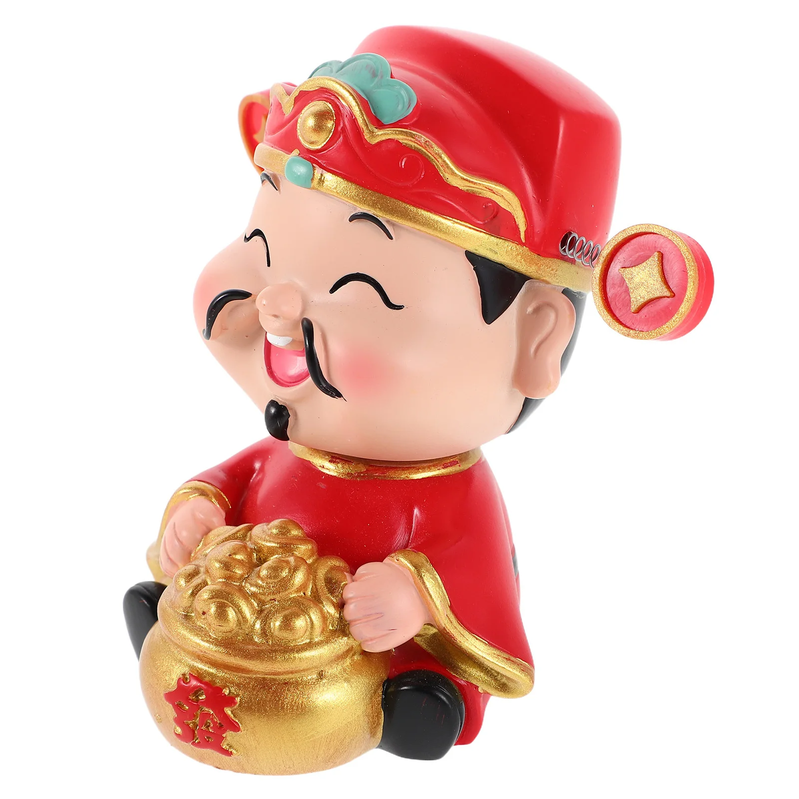 

Money God Car Dashboard Decoration Mini Nodding Wealth Statue Creative Design for Office Desk Home Tabletops Prosperity