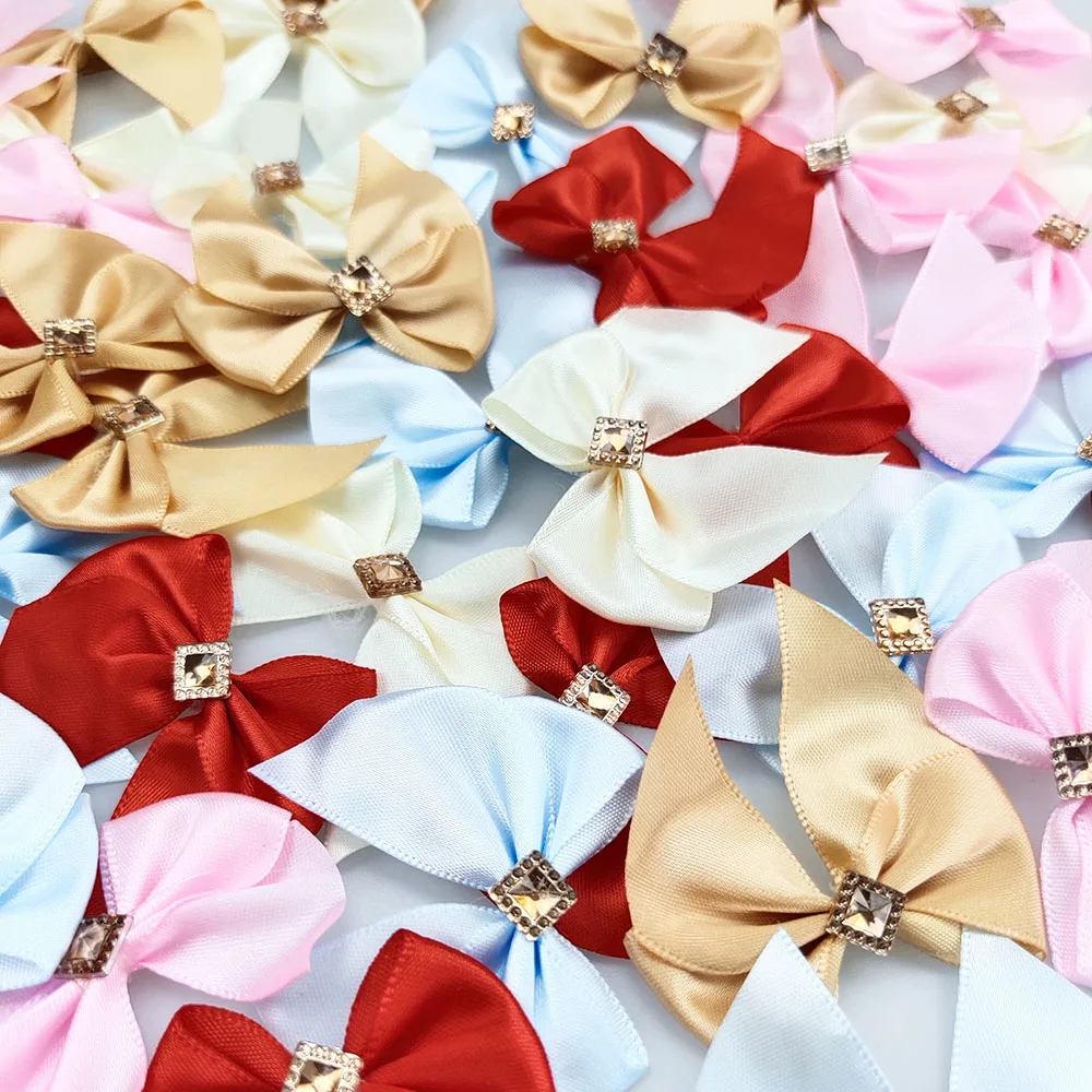 50pcs Ribbon Bows Decoration Red Pink White Bow for Crafts Diy Sewing Accessories Handmade Bowknot Wedding Supplies