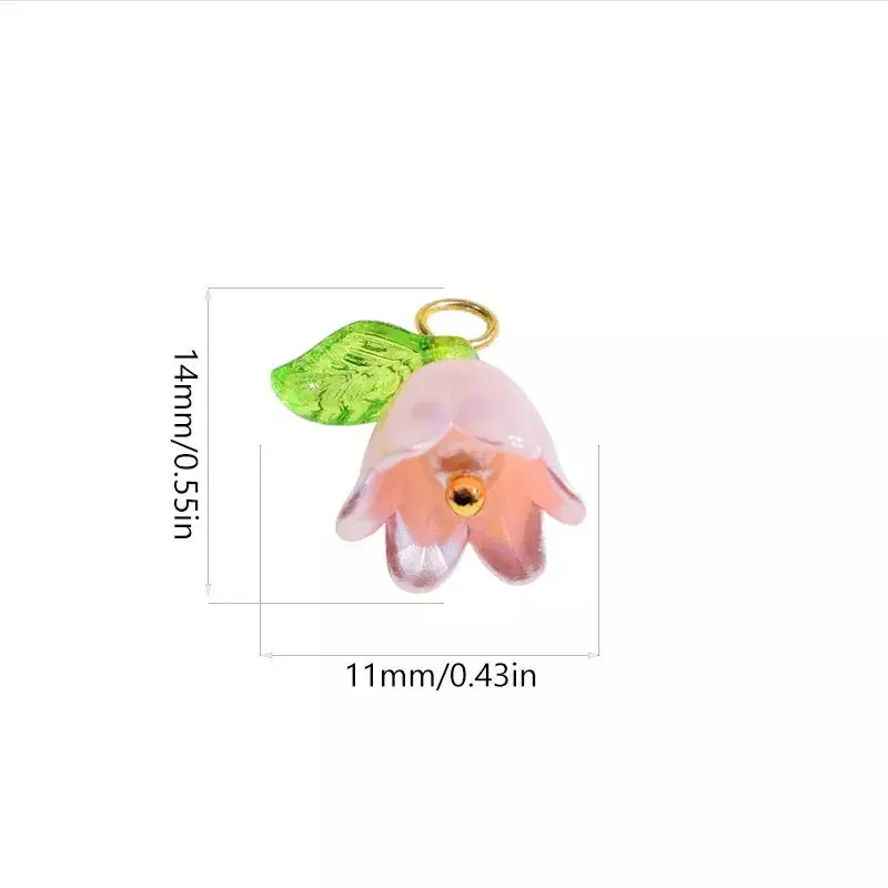 10pcs/lot Mixed Colorful Flower DIY Charms Lily of the Valley Pearl for Bag Earring Necklace Keychain Jewelry Making Pendants