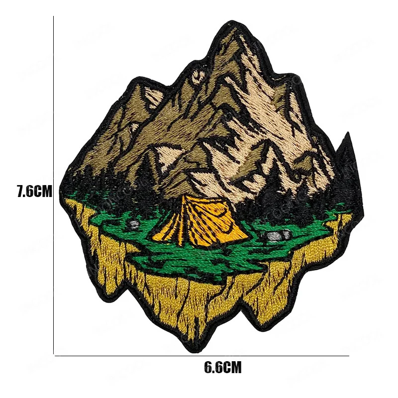 야외 캠핑용 자연 자수 패치, 나침반 와일드 텐트, 여행자 신발, 산림 하이킹 등산 곰 아플리케