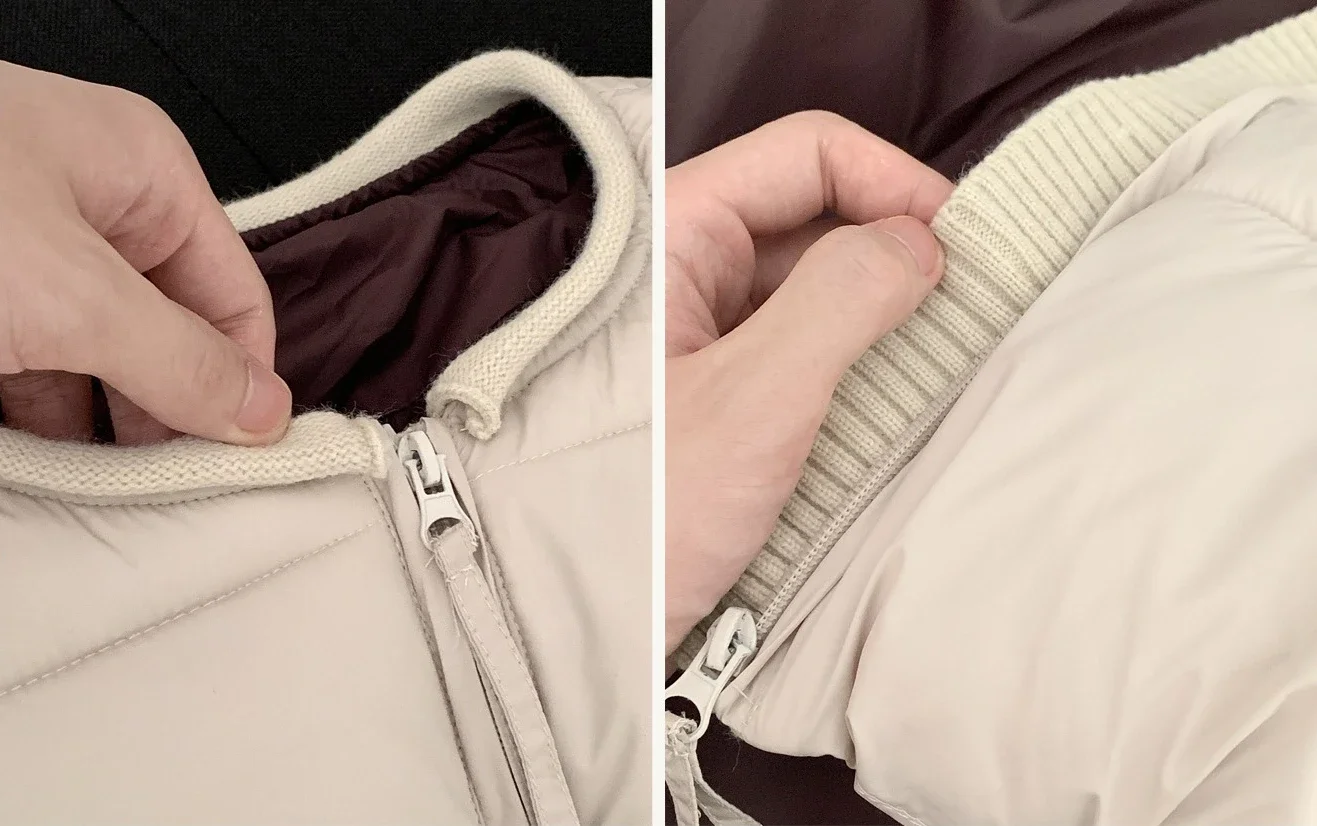 2026 Winter Women's Jacket Korean Patchwork Zipper Stylish Parkas Minimalist Versatile Coat Warm O-Neck Cotton Padded Outerwear
