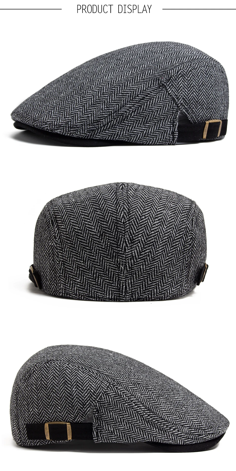 Neue Fischgräten Vintage Baskenmütze Männer Herbst Winter Casual Flache Visier Hut Berets Retro Mode Zeitungsjunge Mütze männer Einstellbar – Detail 4