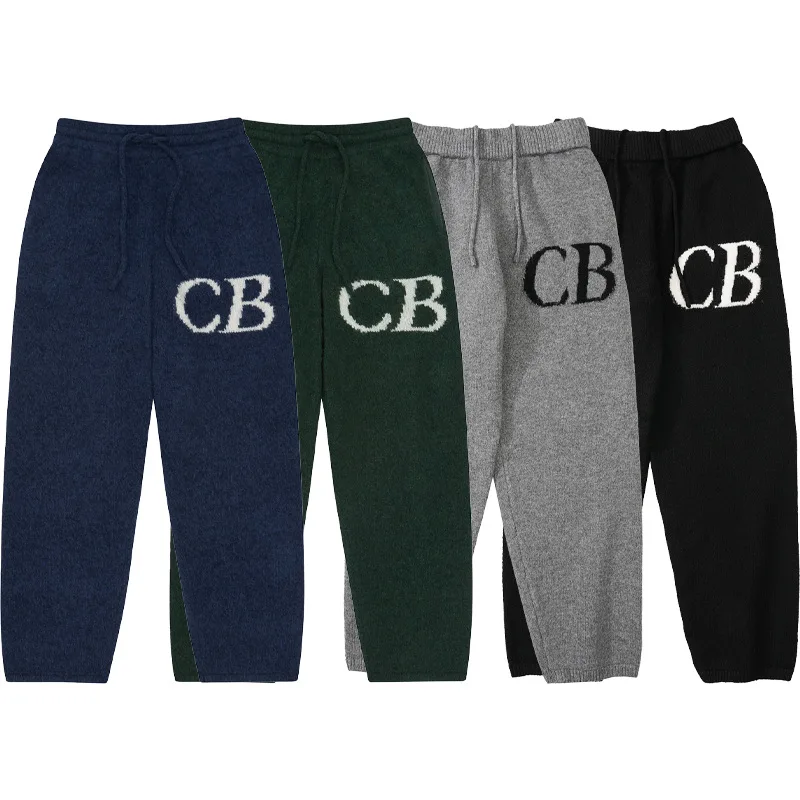Cole Buxton Premium Primavera/Autunno Minimalista Lettera Logo Jacquard Pantaloni larghi in maglia di lana Pantaloni casual in maglia uomo donna 2025