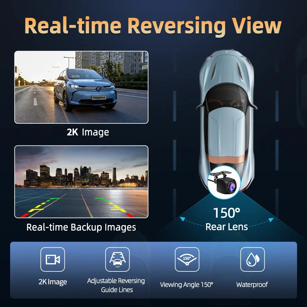 كاميرا Imagebon H9 X 10.26 بوصة 4K Dash Cam 2K كاميرا مرآة الرؤية الخلفية اللاسلكية CarPlay وAndroid Auto GPS Navigation AI Voice Car DVR #4