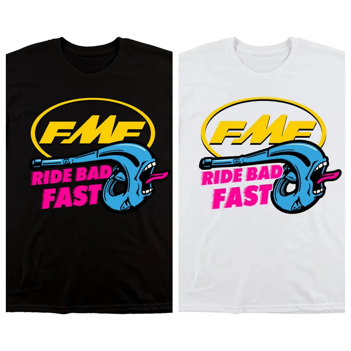

Fmf Ride Bad Fast Racing Винтажная футболка с уличным принтом À Manches Courtes En Coton Pour Hommes