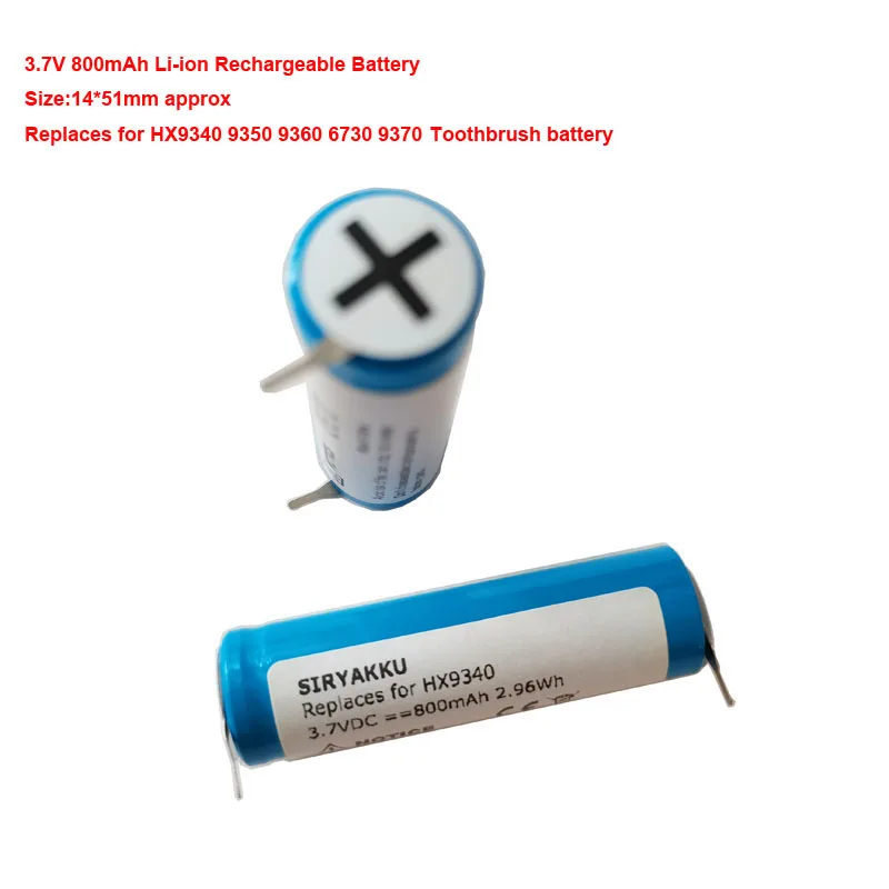 3.7V 800MAh Pin Li-ion Cho Philips HX9340 9350 9360 6730 9370 Bàn Chải Đánh Răng Điện