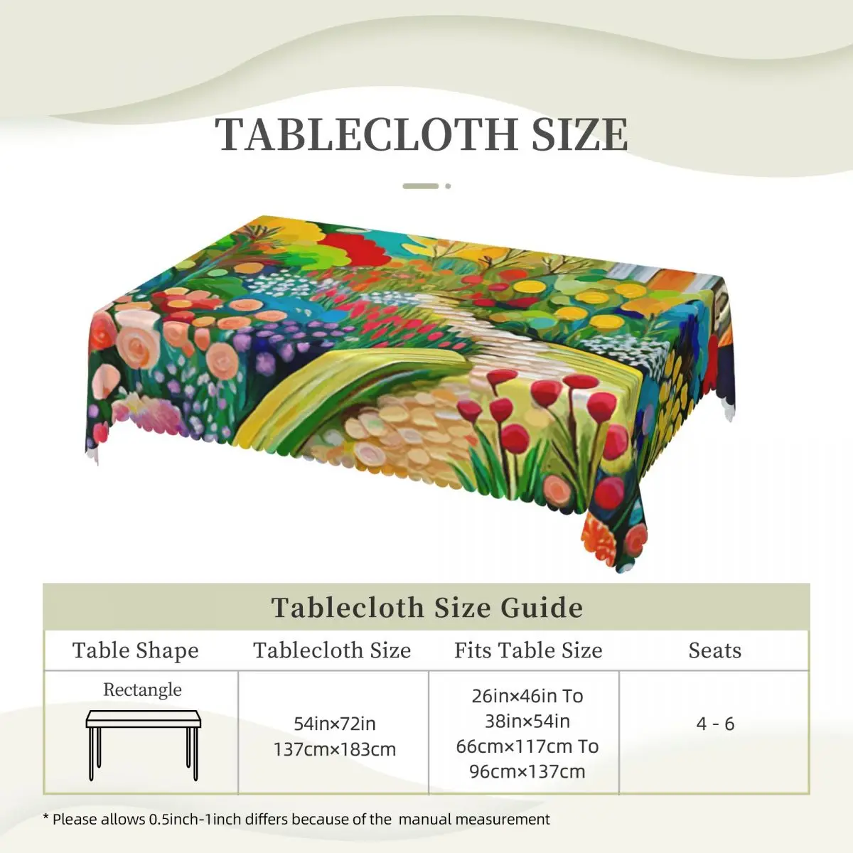 Gustav Klimt Flower Garden With Cottage Customized Rectangular Tablecloth Waterproof Table Cover for Festival Party Table Cloth