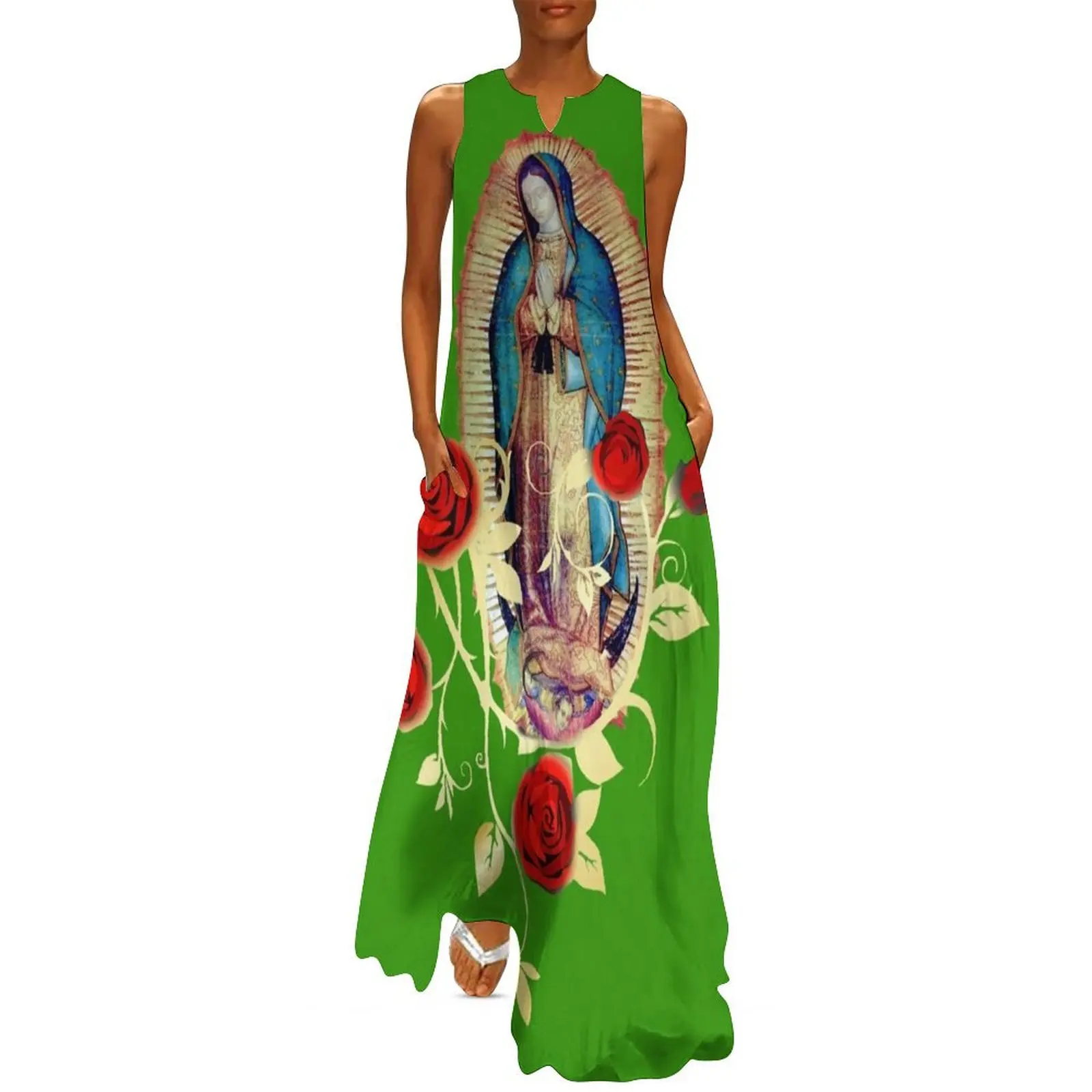 

Our Lady of Guadalupe Virgen Maria Tilma Red Roses 120 Long Dress Dress women Woman clothes