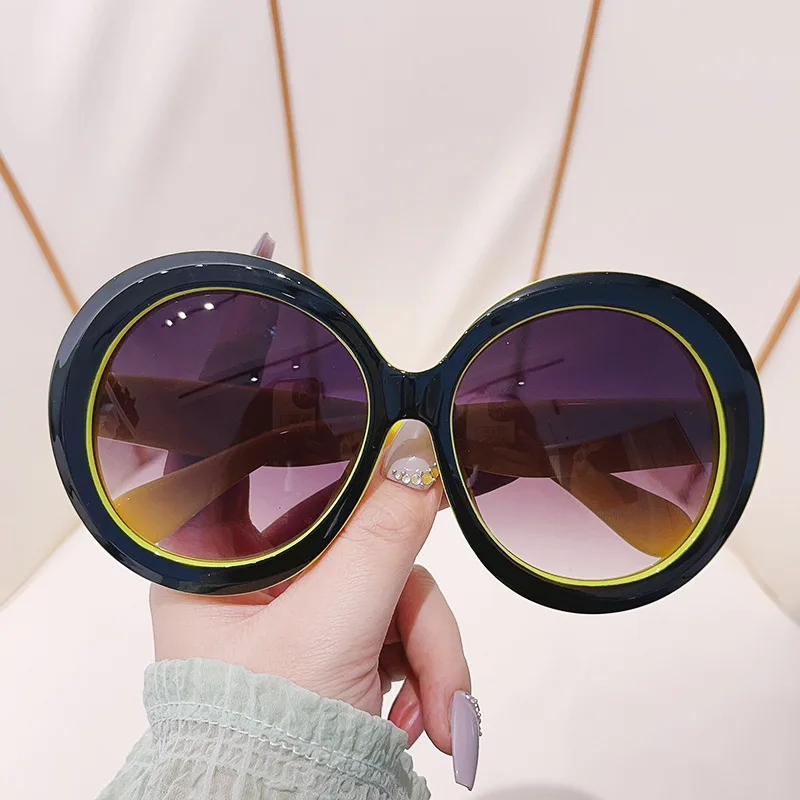 Plastic Big Round Sunglasses Women Brown Gradient Oversized Oval Sun Glasses Female Fashion Luxury Oculos De Sol Gafas