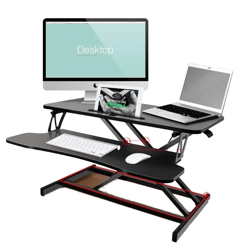 *Modern Design Office Foldable Workbench Metal Elevating Desktop Rack for Laptop Desktop Computer StandUp Computer Lifting Table