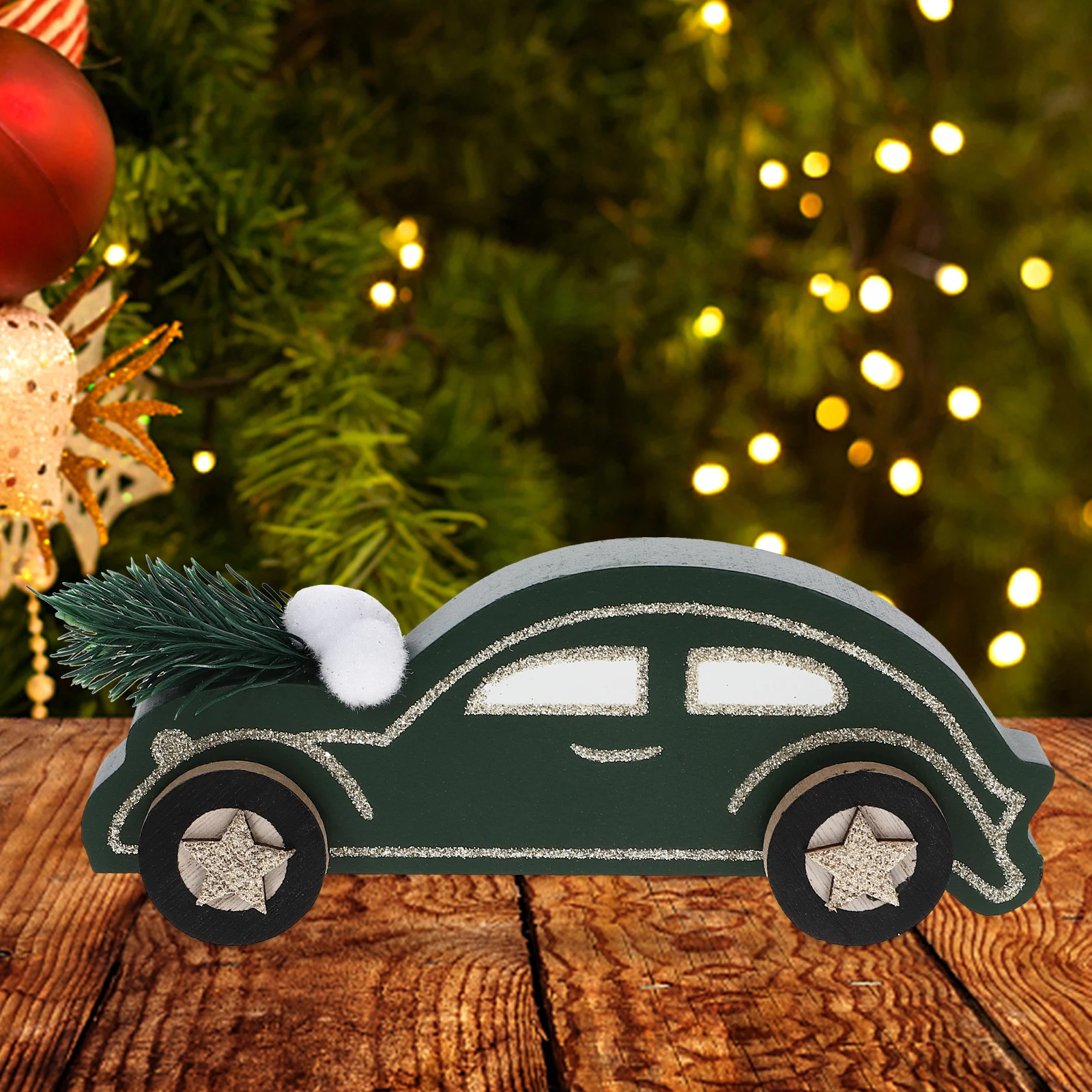 

Wooden Car Christmas Table Centerpiece Decorative Xmas Desktop Ornament Holiday Festival Decor Xmas Party Ornament Wood
