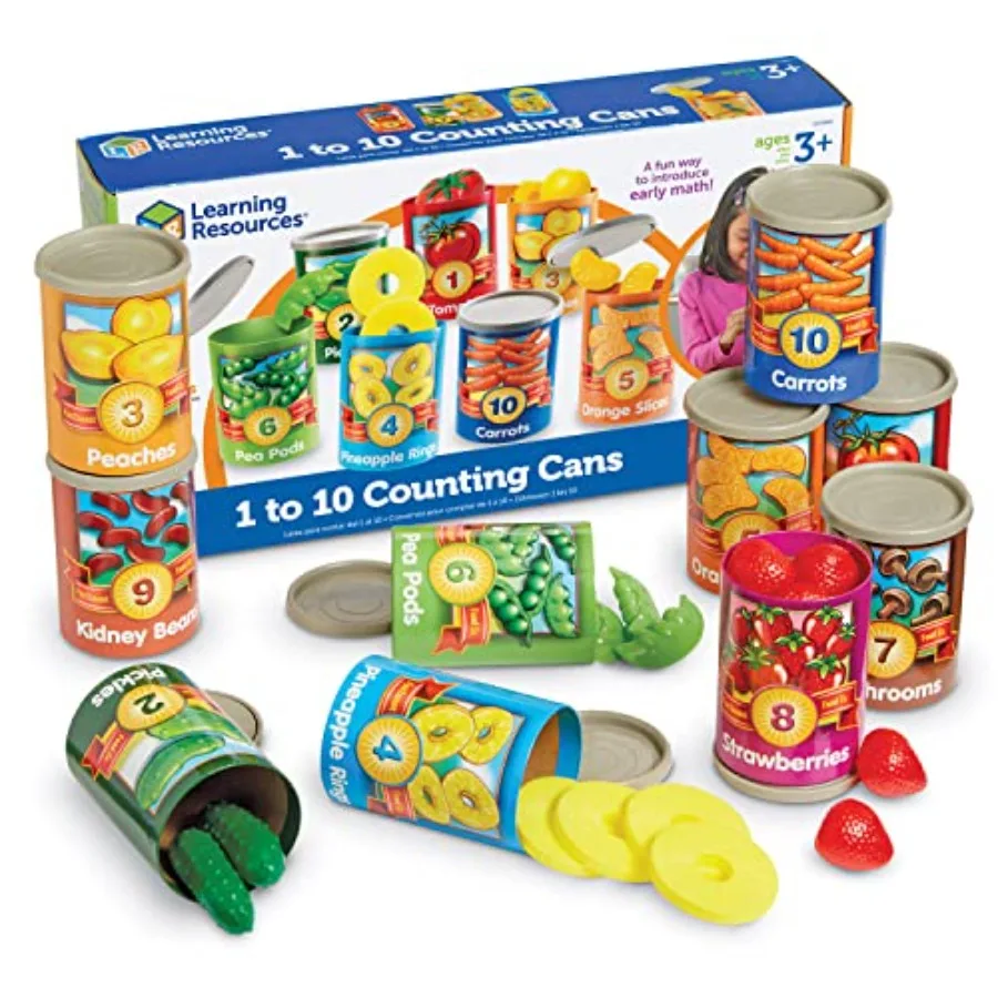 

Learning Resources One To Ten Counting Cans - 65 Pieces Ages 3+ Toddler Activities Preschool Pretend Play Supermarket Food Toys