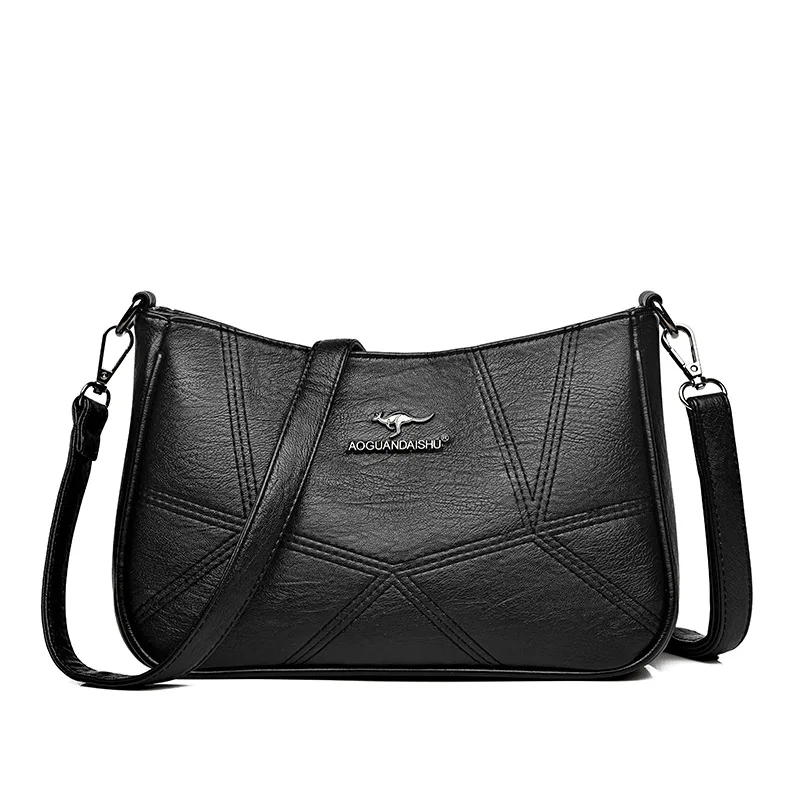 

Patchwork Soft Leather Shoulder Bag for Women Elegant Crossbody Mom Handbag Minimalist Versatile Everyday Purse