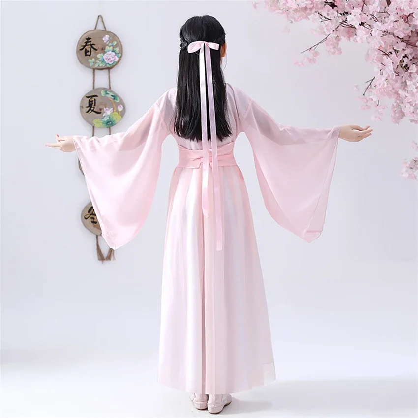 Chinese Traditional Clothing Dance Hanfu Red Blue Pink Flower Fairy Photography Party Costume for Girls Oriental Ancient Dress