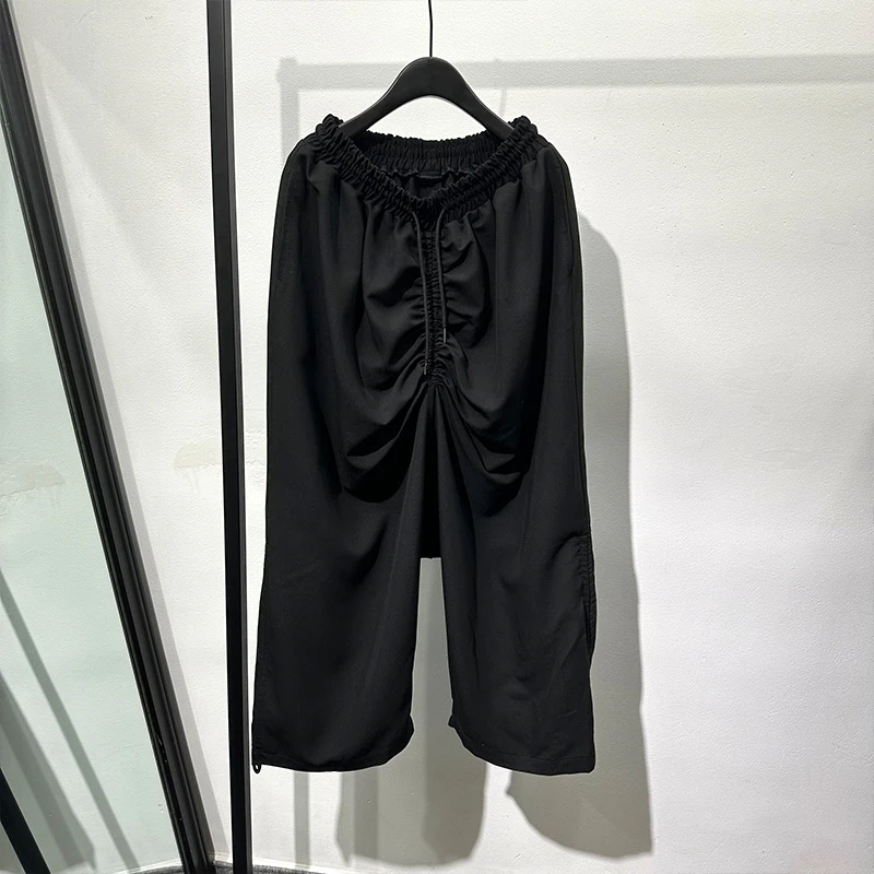 Pantaloni corti stropicciati vintage dal design in stile giapponese Parrucchiere Popolare per il tempo libero Allentato Harlan a gamba dritta per uomini e donne