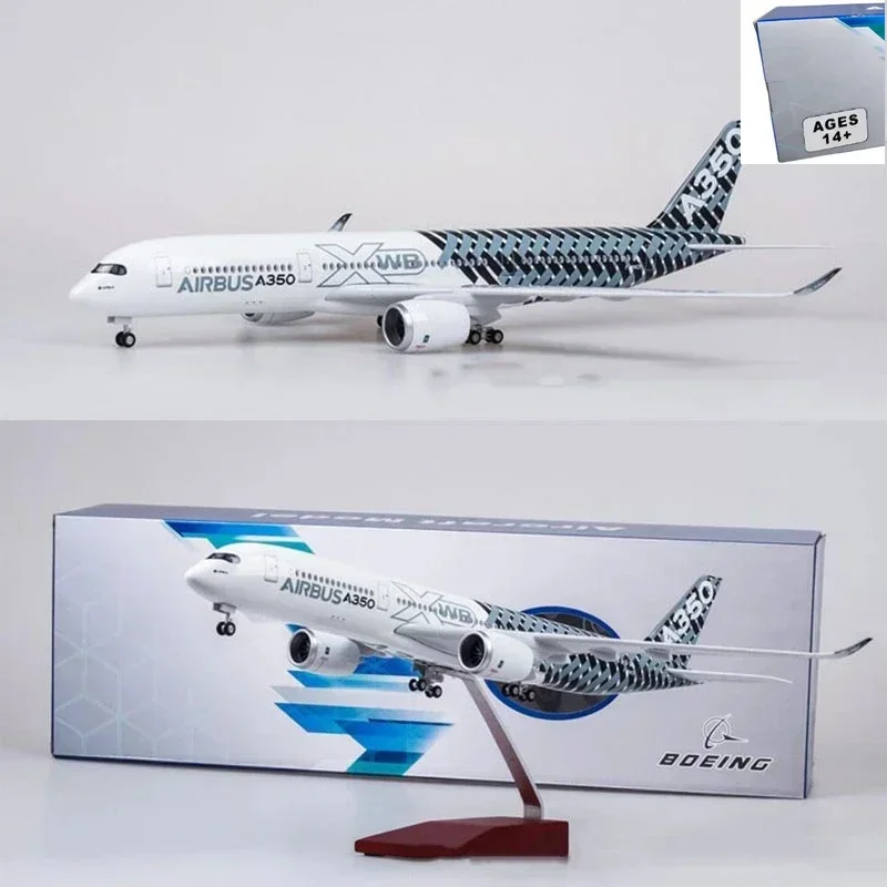 

Самолет из смолы 47 см, масштаб 1/142, самолет Airbus A350, прототип XWB, модель самолета авиакомпании W, легкое колесо, литой под давлением пластик для коллекции