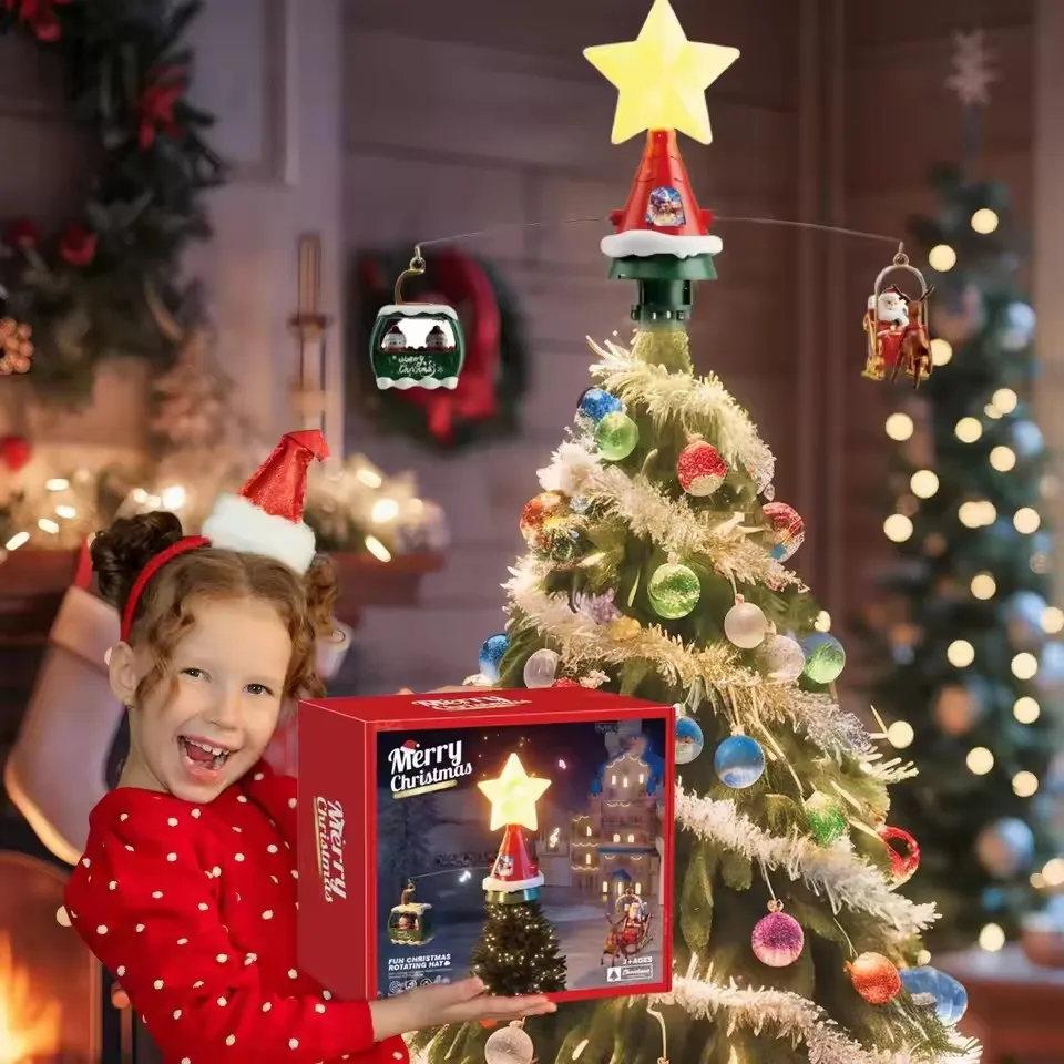 شجرة عيد الميلاد قبعة زلاجة دوارة مع الموسيقى والضوء (TYPE-C) 2026 السنة الجديدة شجرة عيد الميلاد سانتا كلوز ديكور الاطفال/الكبار هدية #4