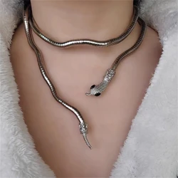 New Fashion Punk Multilayer Metal Bendy Snake Necklace Bracelet for Women Men Personality Unique Design Alloy Necklace Gifts